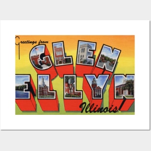 Greetings from Glen Ellyn, Illinois - Vintage Large Letter Postcard Posters and Art